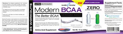 Photo of the USPlabs Modern BCAA Grape Bubblegum label