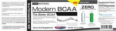 Photo of the USPlabs Modern BCAA Unflavored label