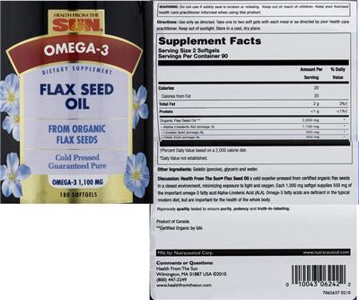 Photo of the Health From The Sun Flax Seed Oil label