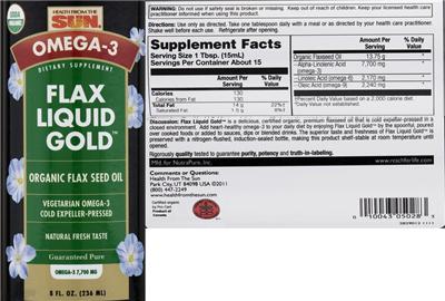 Photo of the Health From The Sun Flax Liquid Gold label