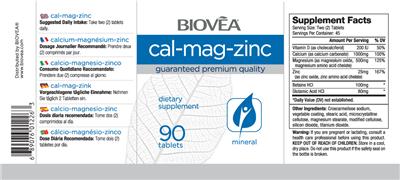 Photo of the BIOVEA Cal-Mag-Zinc label