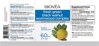 Photo of the BIOVEA Fresh Green Black Walnut Wormwood Complex label