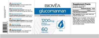 Photo of the BIOVEA Glucomannan 1200 mg label
