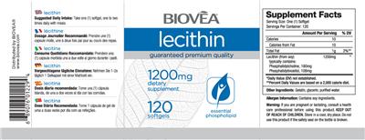 Photo of the BIOVEA Lecithin 1200 mg label