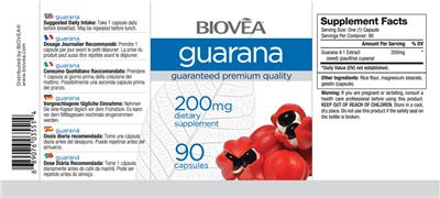 Photo of the BIOVEA Guarana 200 mg label
