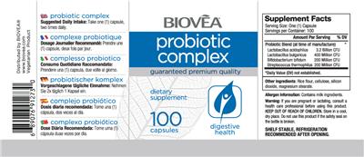 Photo of the BIOVEA Probiotic Complex label