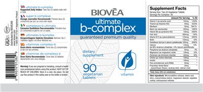 Photo of the BIOVEA Ultimate B-Complex label