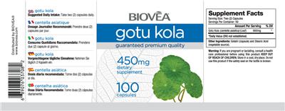 Photo of the BIOVEA Gotu Kola 450 mg label