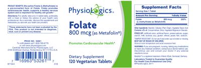 Folate 800 mcg As Metafolin