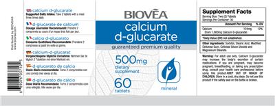 Photo of the BIOVEA Calcium D-Glucarate 500 mg label