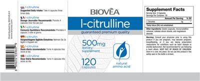Photo of the BIOVEA L-Citrulline 500 mg label