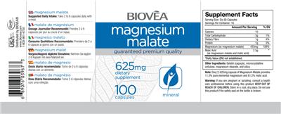 Photo of the BIOVEA Magnesium Malate 625 mg label