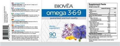 Photo of the BIOVEA Omega 3-6-9 label