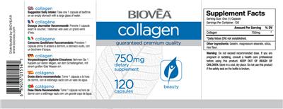 Photo of the BIOVEA Collagen 750 mg label