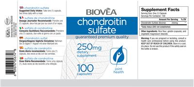 Photo of the BIOVEA Chondroitin Sulfate 250 mg label