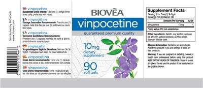 Photo of the BIOVEA Vinpocetine 10 mg label