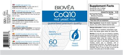 Photo of the BIOVEA CoQ10 Red Yeast Rice label
