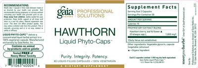 Photo of the Gaia Herbs Professional Solutions Hawthorn Liquid Phyto-Caps label