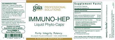 Photo of the Gaia Herbs Professional Solutions Immuno-Hep Liquid Phyto-Caps label