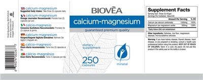 Photo of the BIOVEA Calcium-Magnesium label