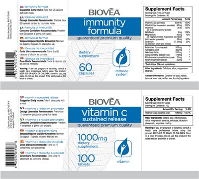 Photo of the BIOVEA Immunity Formula label