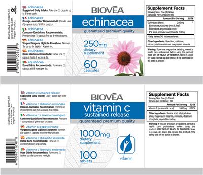 Photo of the BIOVEA Vitamin C Sustained Release 1000 mg label