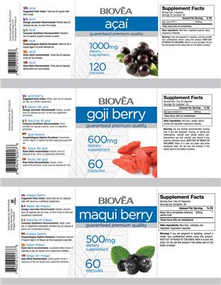Photo of the BIOVEA Acai 1000 mg label