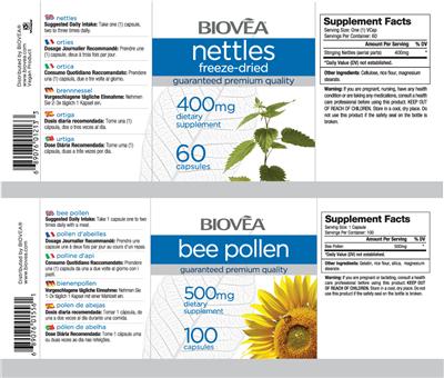 Photo of the BIOVEA Bee Pollen 500 mg label