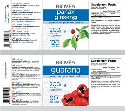 Photo of the BIOVEA Guarana 200 mg label