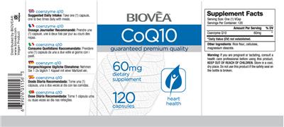 Photo of the BIOVEA CoQ10 60 mg label