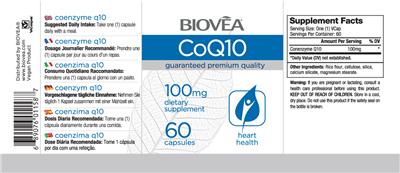 Photo of the BIOVEA CoQ10 100 mg label