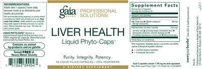 Photo of the Gaia Herbs Professional Solutions Liver Health Liquid Phyto-Caps label