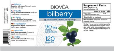 Photo of the BIOVEA Bilberry 90 mg label