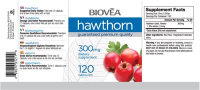 Photo of the BIOVEA Hawthorn 300 mg label