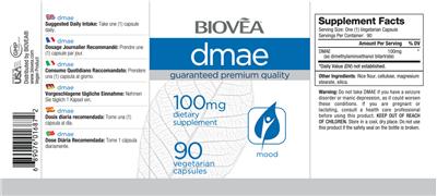 Photo of the BIOVEA DMAE 100 mg label
