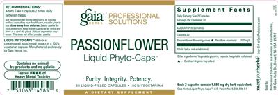 Photo of the Gaia Herbs Professional Solutions Passionflower Liquid Phyto-Caps label