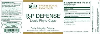 Photo of the Gaia Herbs Professional Solutions Rx-P Defense Liquid Phyto-Caps label