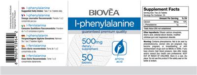 Photo of the BIOVEA L-Phenylalanine 500 mg label