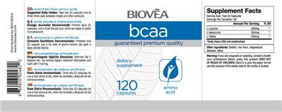Photo of the BIOVEA BCAA label