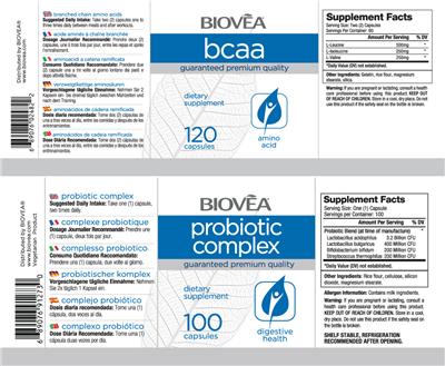 Photo of the BIOVEA Probiotic Complex label