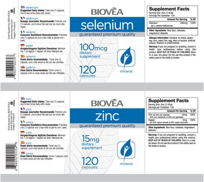 Photo of the BIOVEA Zinc 15 mg label