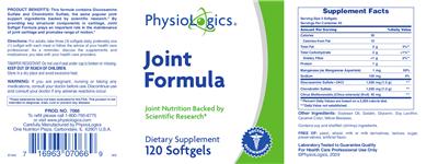 Photo of the PhysioLogics Joint Formula label