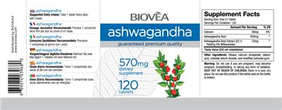 Photo of the BIOVEA Ashwagandha 570 mg label
