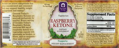 Photo of the Genesis Today Raspberry Ketone label