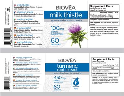 Photo of the BIOVEA Turmeric Root Extract 450 mg label
