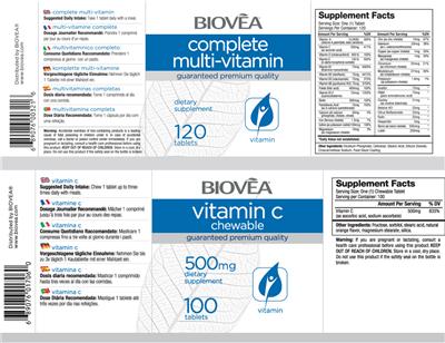 Photo of the BIOVEA Vitamin C Chewable 500 mg label
