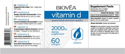 Photo of the BIOVEA Vitamin D 2000 IU label