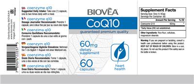 Photo of the BIOVEA CoQ10 60 mg label