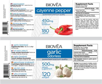 Photo of the BIOVEA Garlic Odorless 500 mg label