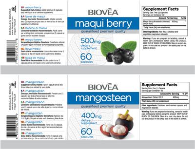 Photo of the BIOVEA Mangosteen 400 mg label